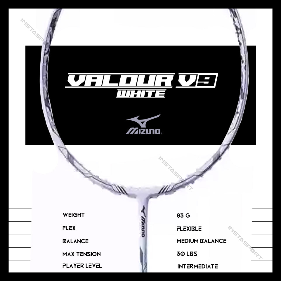 Mizuno Valour V9 White Badminton Racket - InstaSport