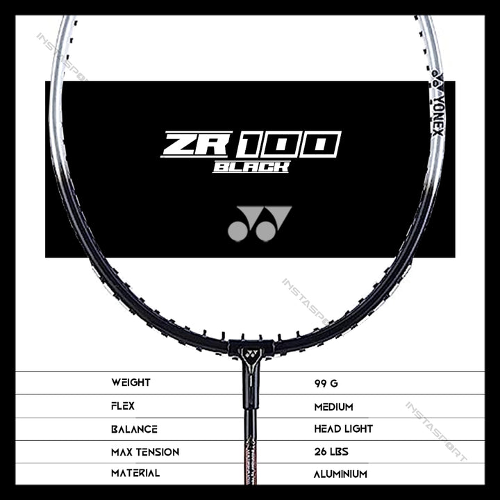 YONEX ZR 100 Strung Badminton Racket (Set of 2) (Black/ White) - InstaSport