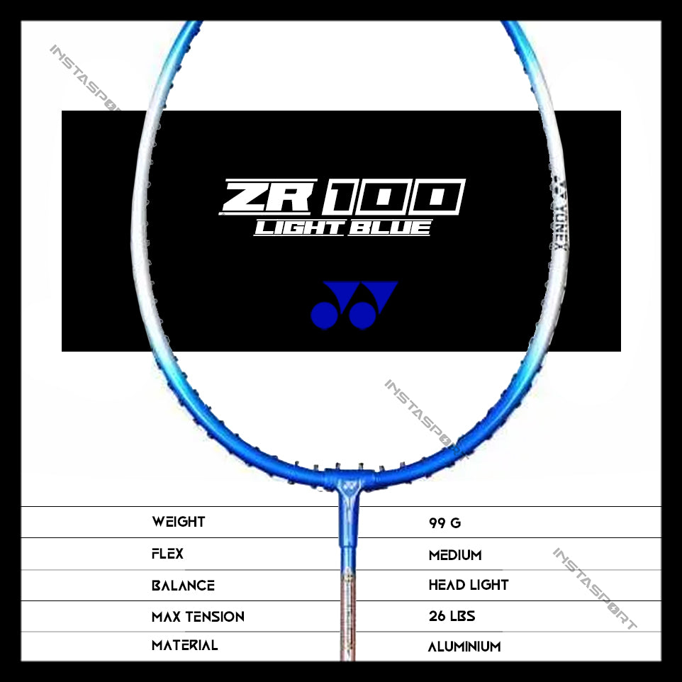 YONEX ZR 100 Strung Badminton Racket (Set of 2) Light blue - InstaSport