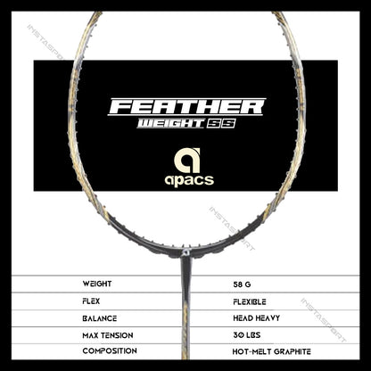 Apacs Feather Weight 55 Badminton Racket (Black/Gold) - InstaSport