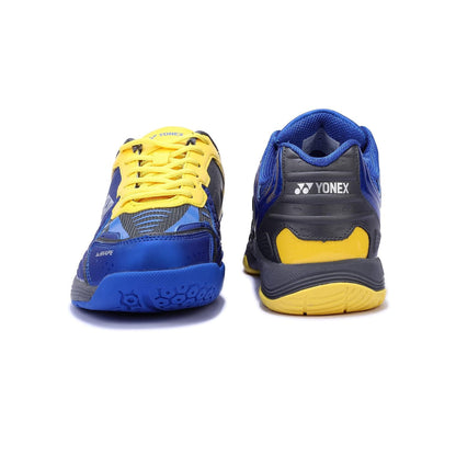 Yonex Dual Badminton Shoes for Men (Gun Metal/Cobalt/Honey Gold) - InstaSport