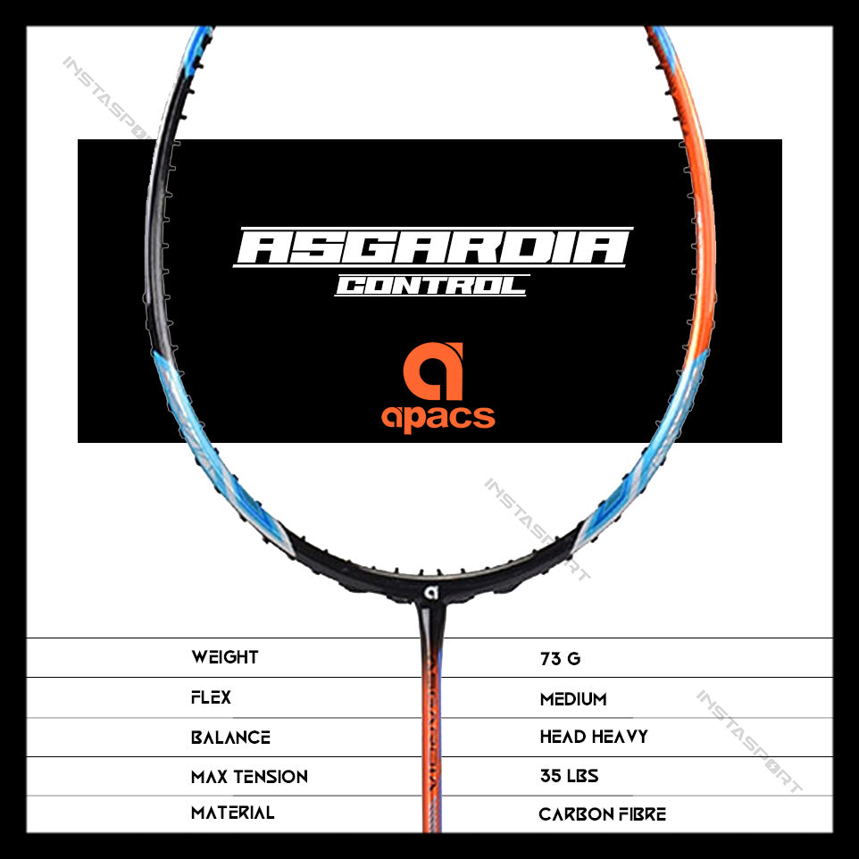 Apacs Asgardia Control Badminton Racket (Black Orange) - InstaSport