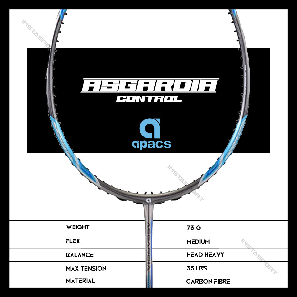 Apacs Asgardia Control Badminton Racket (Grey Blue) - InstaSport