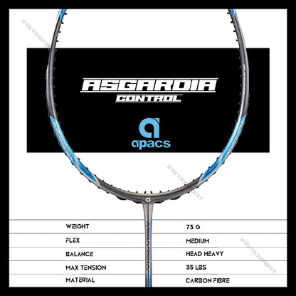 Apacs Asgardia Control Badminton Racket (Grey Blue) - InstaSport