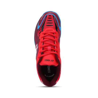 Yonex Dual Badminton Shoes for Men (Dark Wine/Red/Digital Aqua) - InstaSport