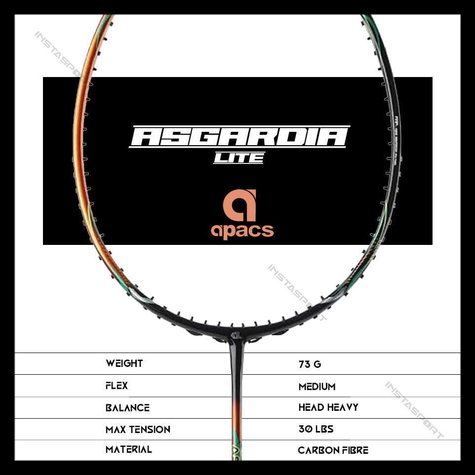 Apacs Asgardia Lite Badminton Racket (Orange Black) (Strung) - InstaSport