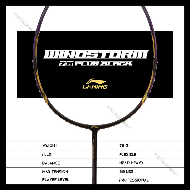 Li-Ning Windstorm 78+ (Black) Badminton Racket