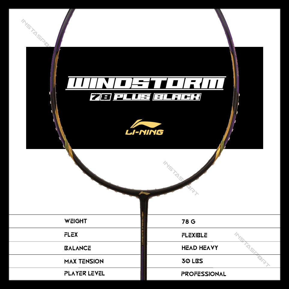 Li-Ning Windstorm 78+ (Black) Badminton Racket - InstaSport
