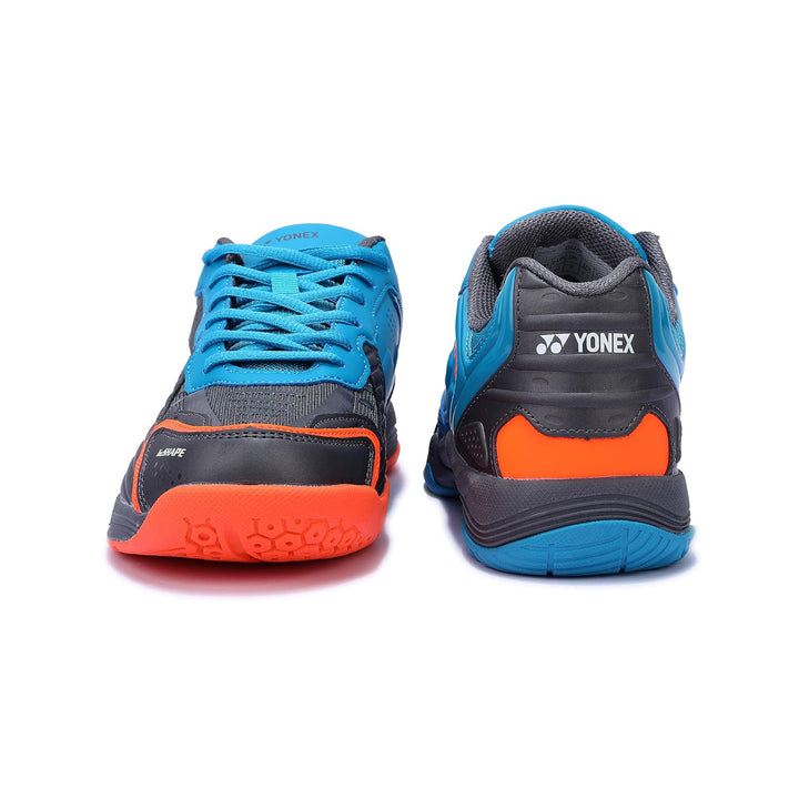 Yonex Dual Badminton Shoes for Men (Black/Aqua Blue/Warm Red) - InstaSport