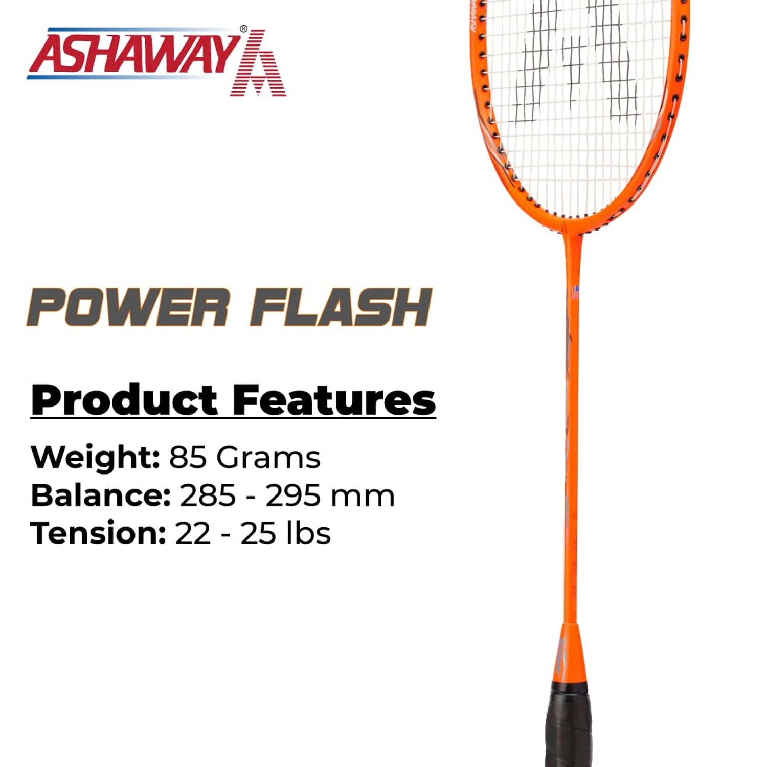 Ashaway_POWER_FLASH_ORANGE_BadmintonRacket_Throat_Instasport