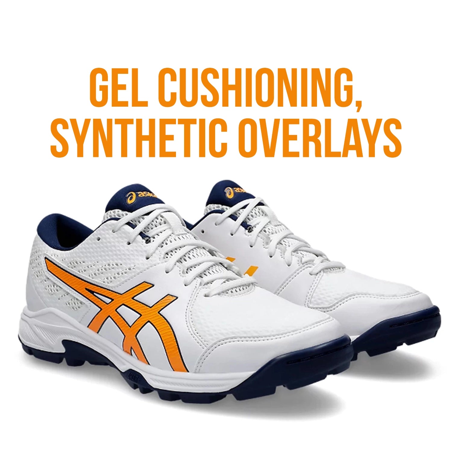 Asics GEL-PEAKE 2 Unisex Cricket Shoes (White/ Stadium Orange) - 1113A036.105