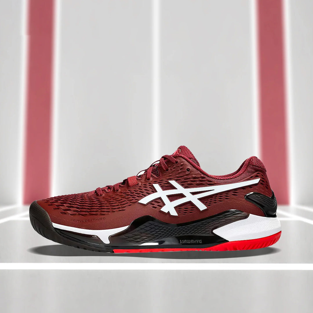Asics Gel Resolution 9 Tennis Shoes (Antique Red/White)
