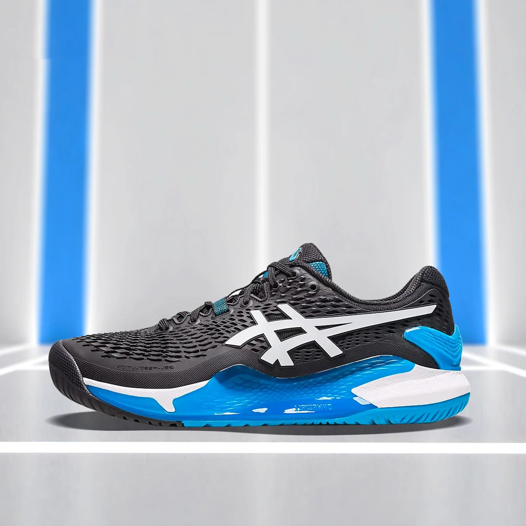 Asics Gel Resolution 9 Tennis Shoes (Black/White)