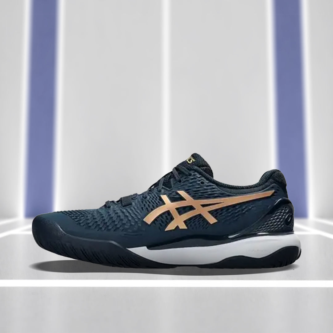 Asics Gel Resolution 9 Tennis Shoes (French Blue/ Pure Gold)