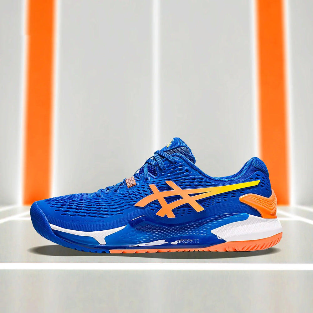 Asics Gel Resolution 9 Tennis Shoes (Tuna Blue/Sun Peach)