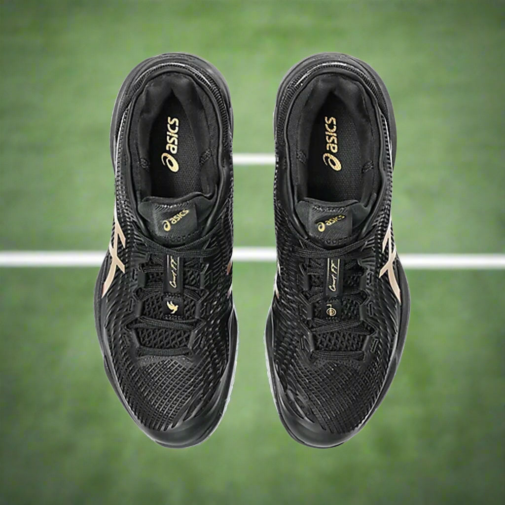 Asics_Court_FF3_Novak_NightEnergy_TennisShoes_Black_PrismGold_Top_Instasport