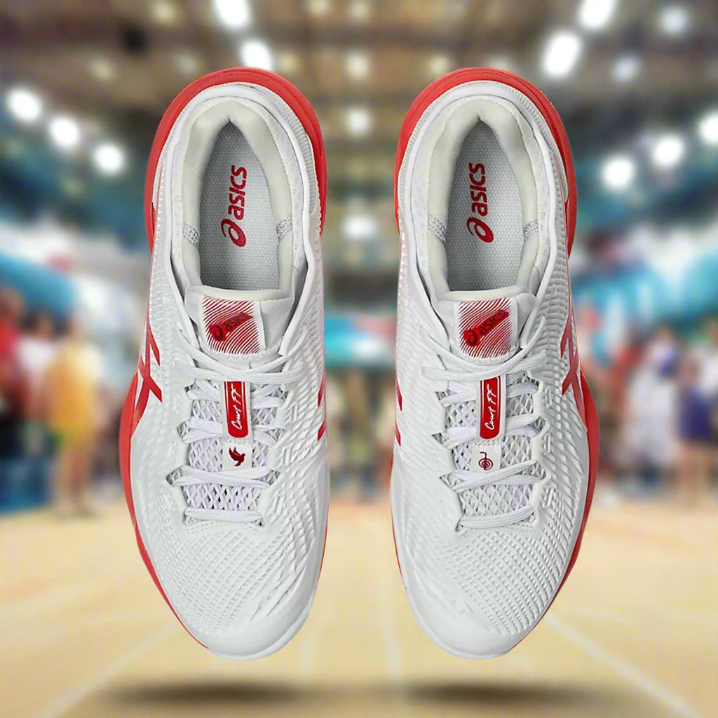 Asics_Court_FF3_Novak_TennisShoes_White_ElectricRed_Top_Instasport
