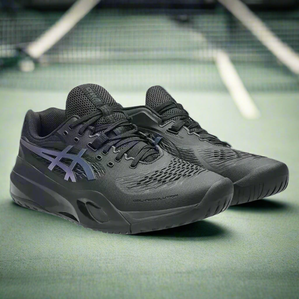 Asics_GelResolution_X_NightEnergy_TennisShoes_Black_PrismBlue_Front_Instasport