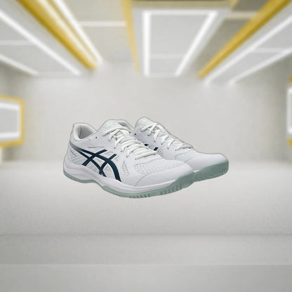 Asics_Upcourt6_Badminton_Shoes_White_Tranquil_Team_Main_InstaSport