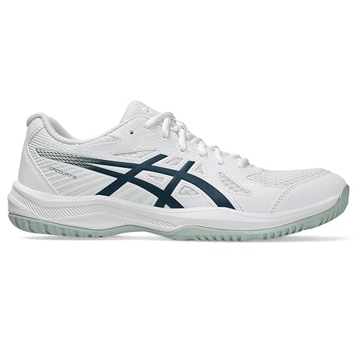 Asics_Upcourt6_Badminton_Shoes_White_Tranquil_Team_Right_InstaSport