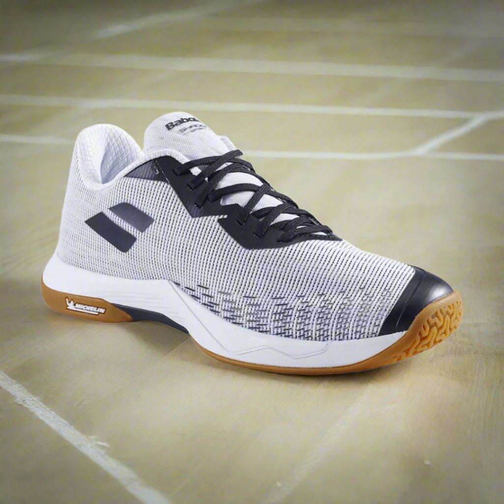 Babolat_Shadow_Spirit2_Badminton_Shoes_White_Black_SideView_InstaSport