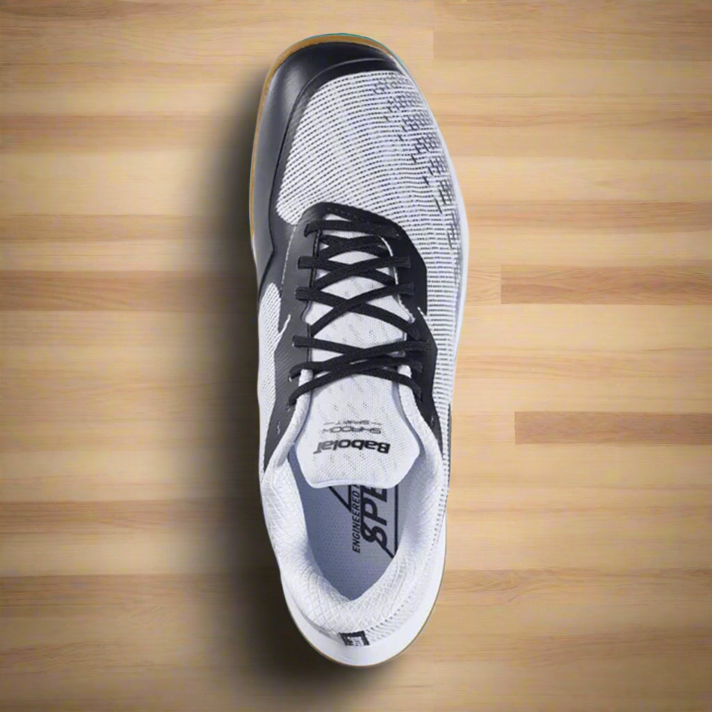 Babolat_Shadow_Spirit2_Badminton_Shoes_White_Black_Top_InstaSport
