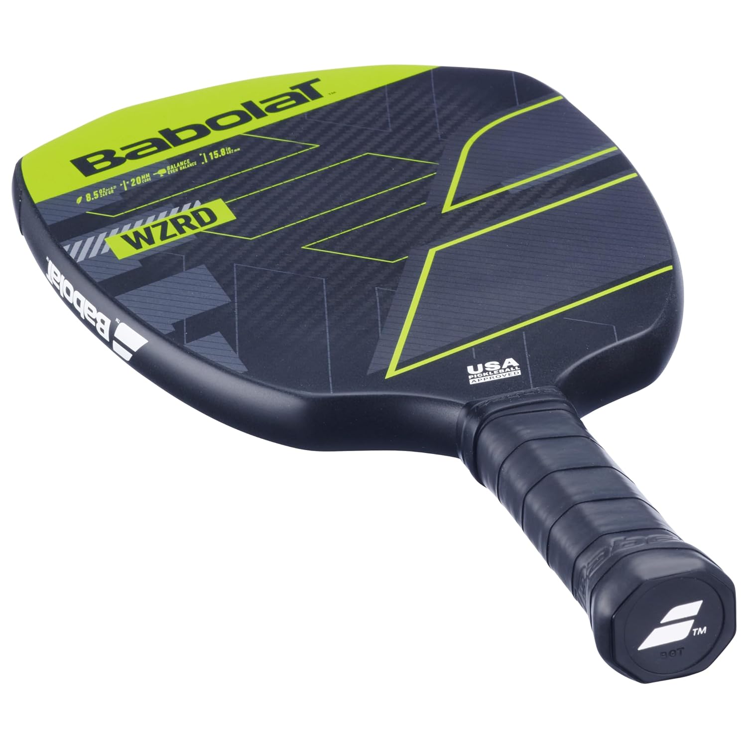Babolat_WZRD_Pickleball_Paddle_Black_Green_Slant_InstaSport