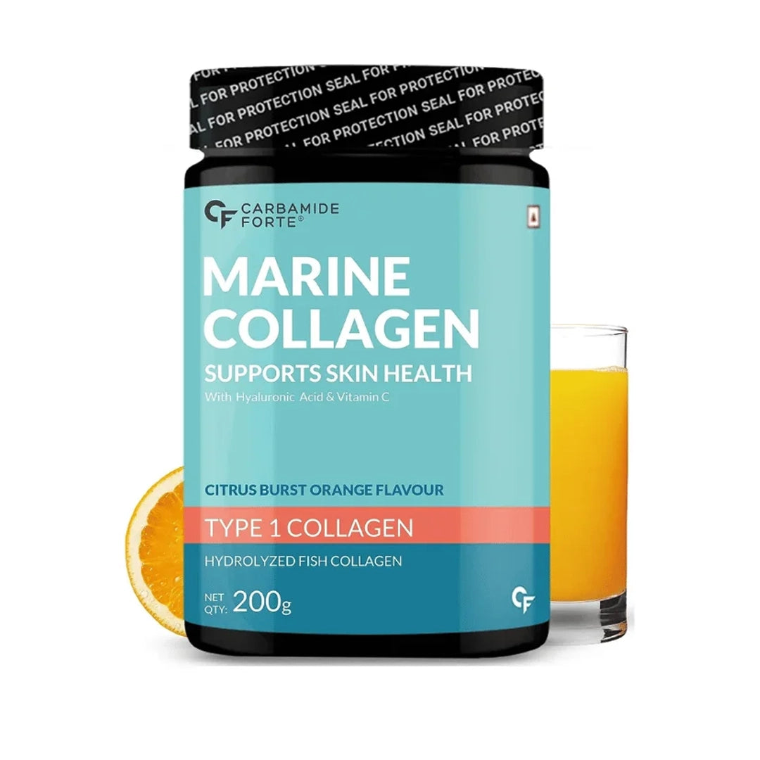 Carbamide Forte Marine Collagen Powder Supplement Citrus Burst Orange (Women & Men) -200g