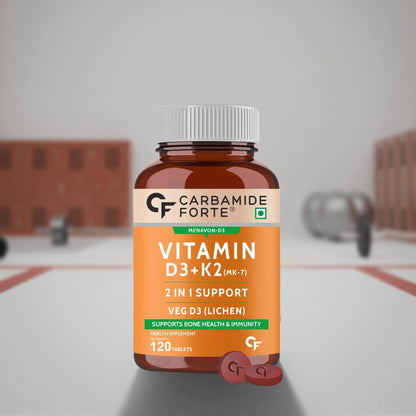 Carbamide Forte Vitamin D3 K2 MK7 (Plant Based Veg Vitamin) - 120 Veg Tablets