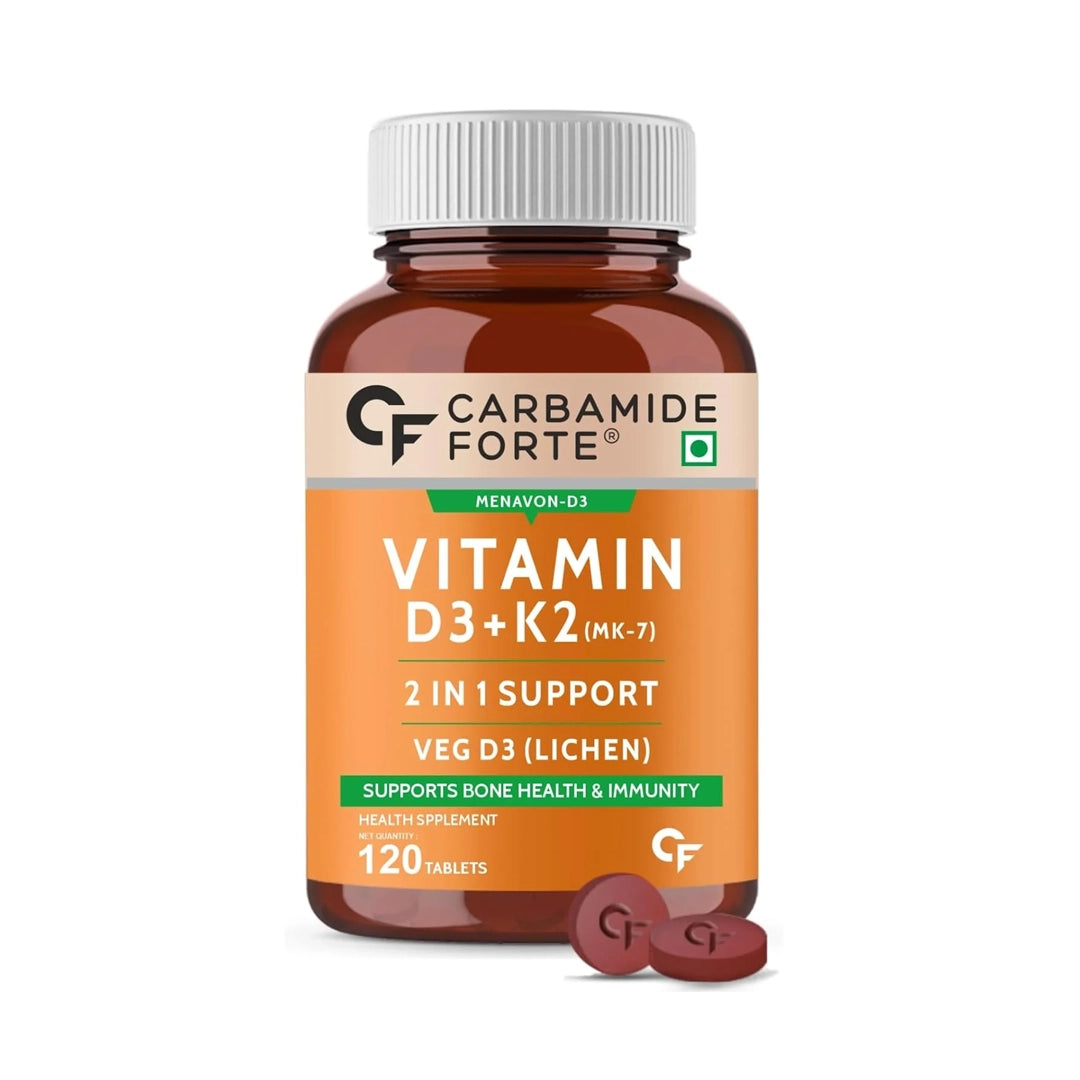 Carbamide Forte Vitamin D3 K2 MK7 (Plant Based Veg Vitamin) - 120 Veg Tablets