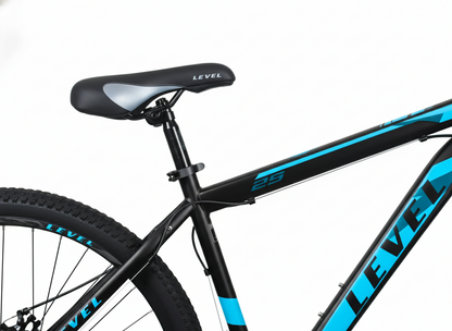 Cosmic_29_Level_Mondo_21_Speed_Bicycle_Black_Blue_Saddle_InstaSport