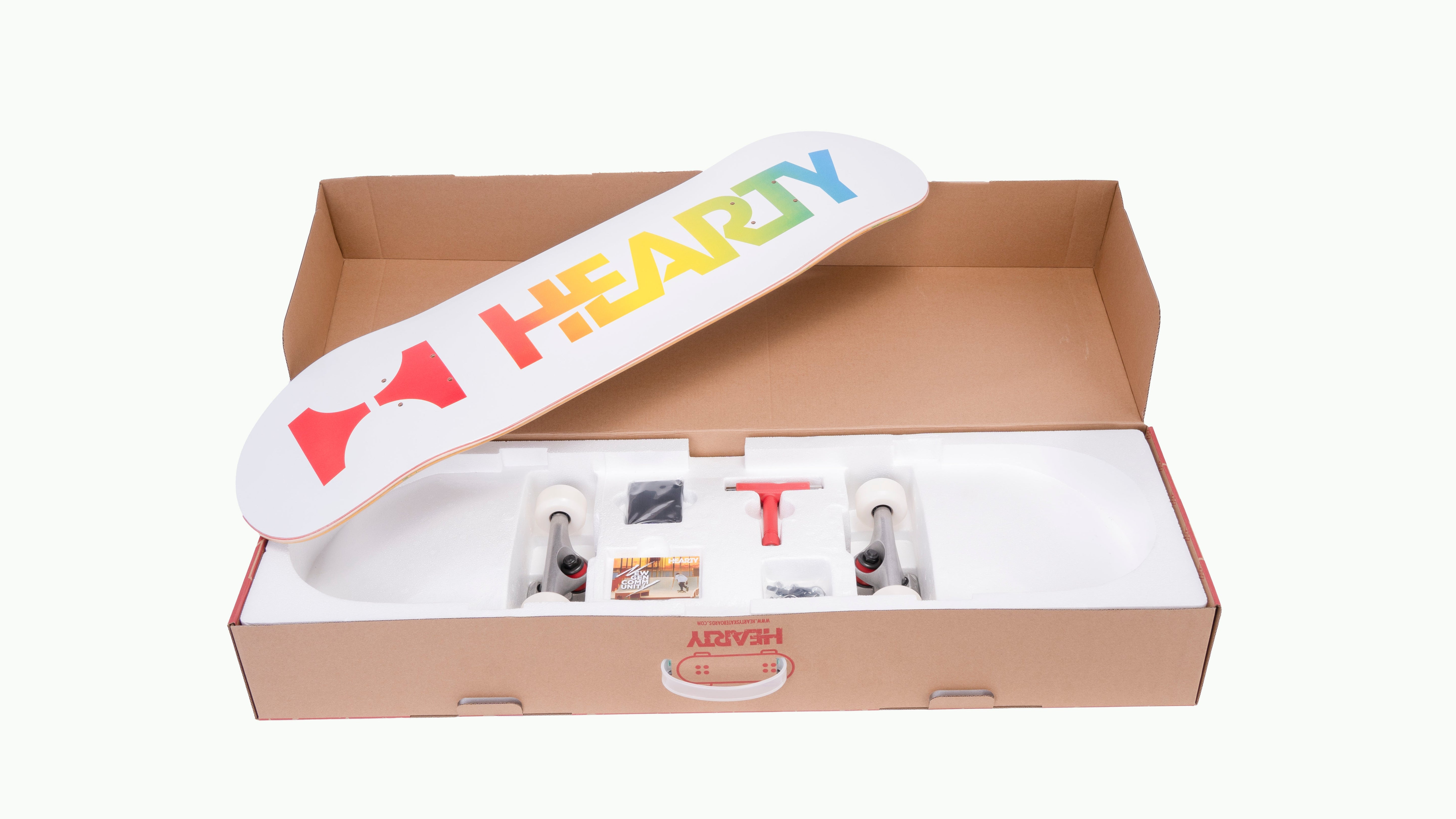 Hearty Pro-Complete Skateboard Pack- Unassembled- 8.0" & 8.25"-Neon Logo White - InstaSport