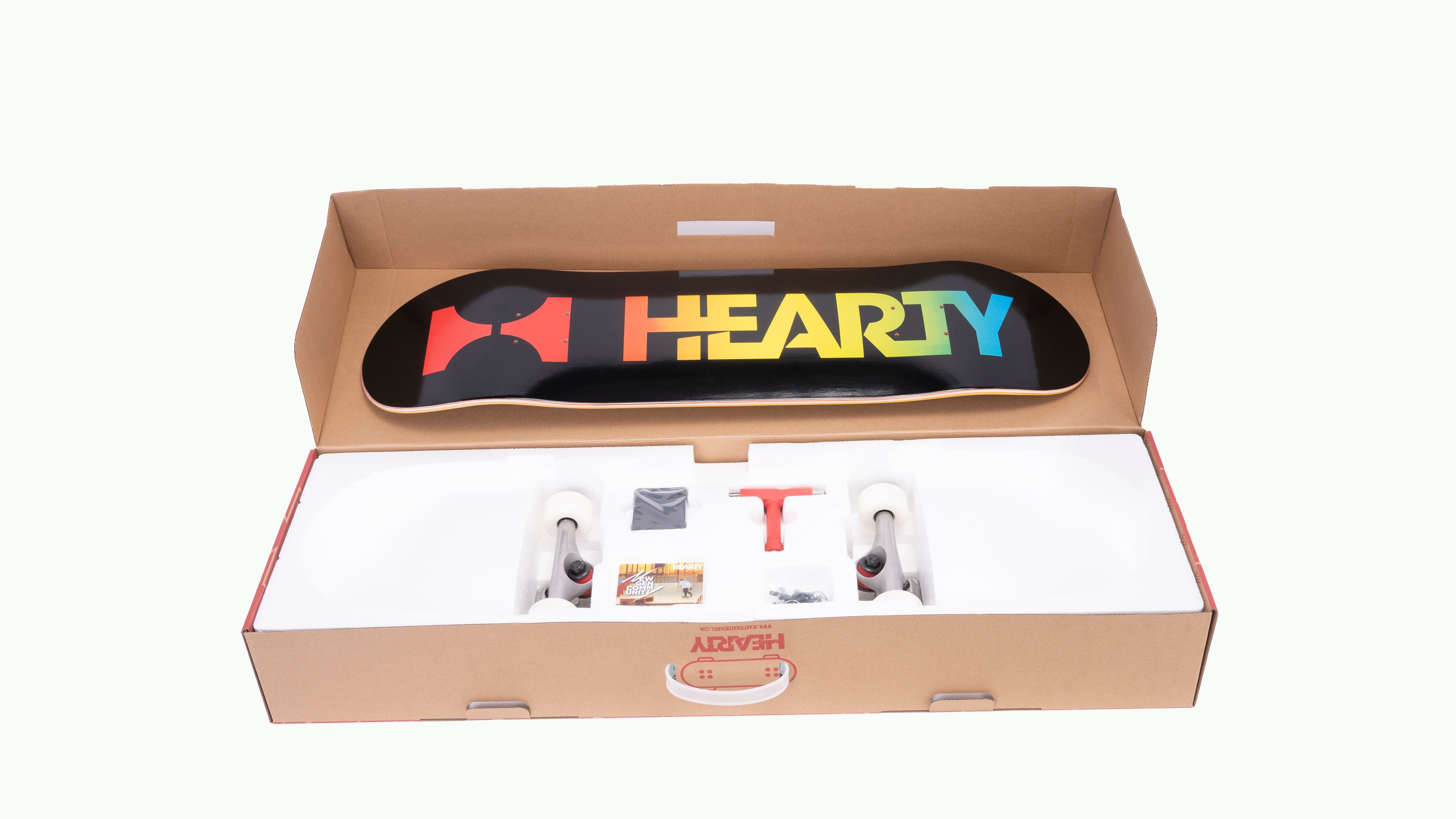 Hearty Pro-Complete Skateboard Pack- Unassembled- 8.0" & 8.25"-Neon Logo Black - InstaSport