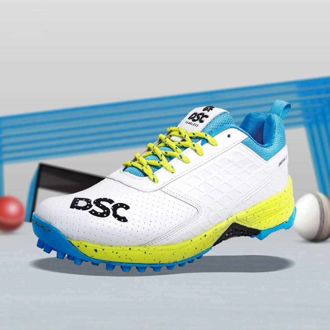 DSC Jaffa 22 Cricket Spike Shoes (White / Lemon Yellow)