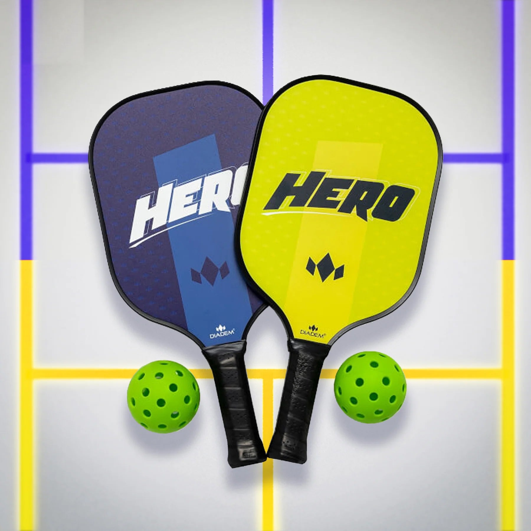 Diadem Hero Starter Kit Pickleball Paddle (Pack of 2 Paddles & 2 Balls)