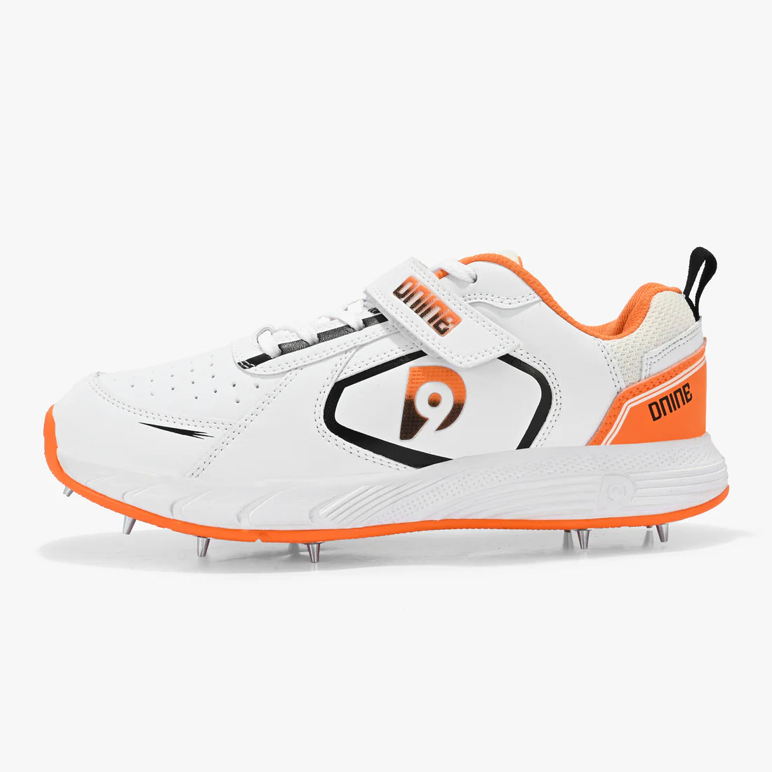 Dnine Bolt Bowling Spike Cricket Shoes - Orange/ White