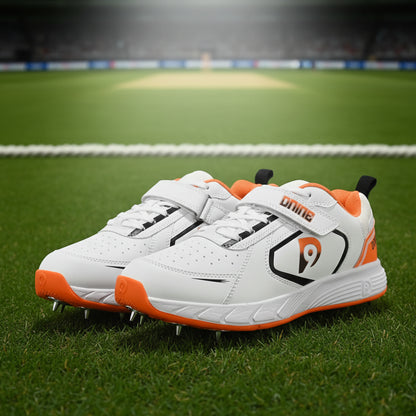 Dnine_Bolt_Bowling_Spike_Cricket_Shoes_Orange_Main_InstaSport