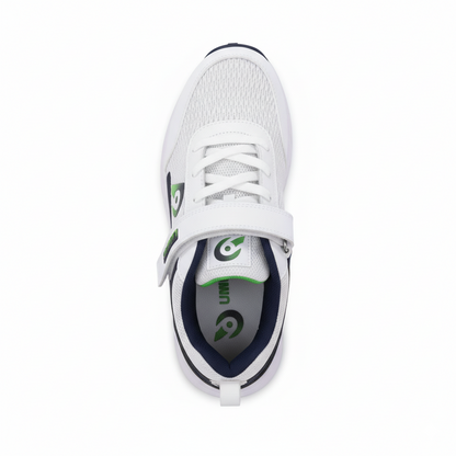 Dnine_Warrior_2_Bowling_Spike_Cricket_Shoes_Navy_Blue_White_Front_InstaSport