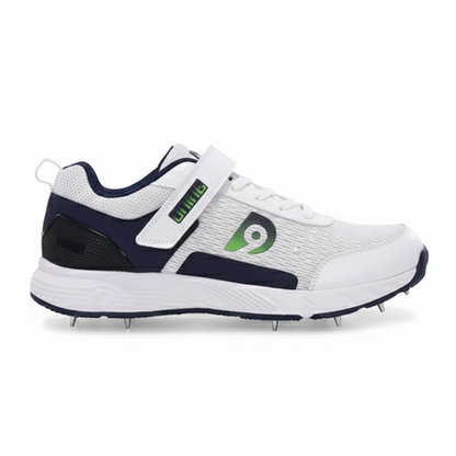 Dnine_Warrior_2_Bowling_Spike_Cricket_Shoes_Navy_Blue_White_Left_InstaSport