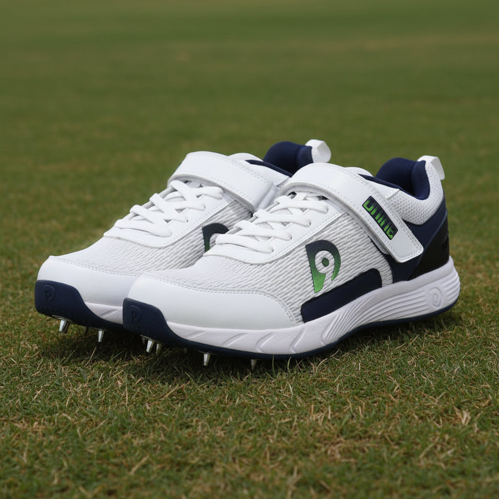 Dnine_Warrior_2_Bowling_Spike_Cricket_Shoes_Navy_Blue_White_Main_InstaSport