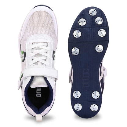 Dnine_Warrior_2_Bowling_Spike_Cricket_Shoes_Navy_Blue_White_Stud_InstaSport
