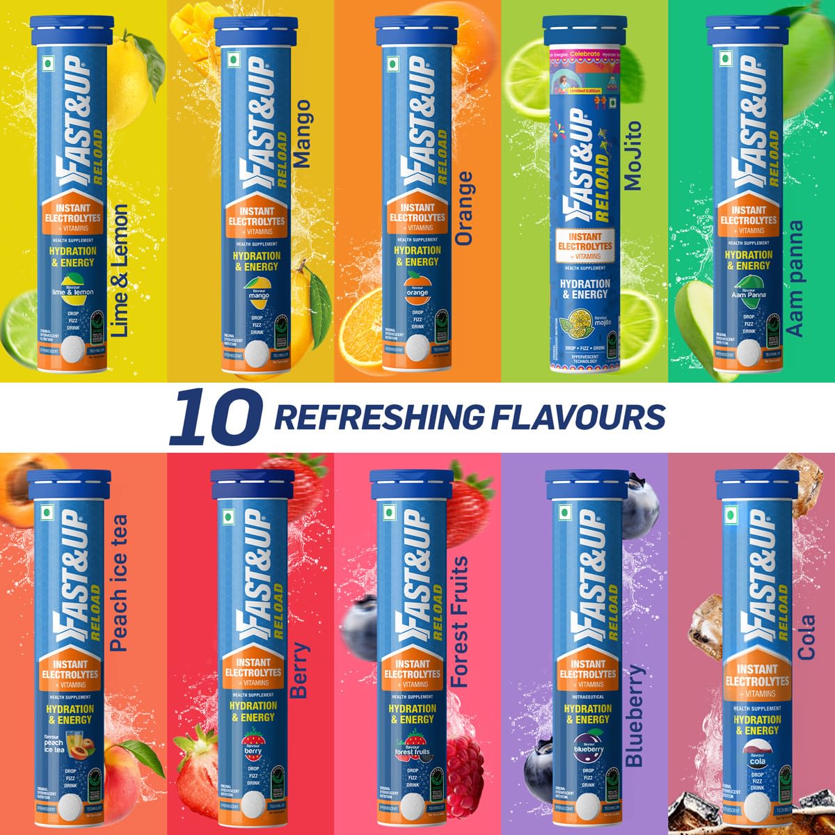 Fast&Up Reload Instant Energy Drink 20 Tabs  -  Peach ice tea