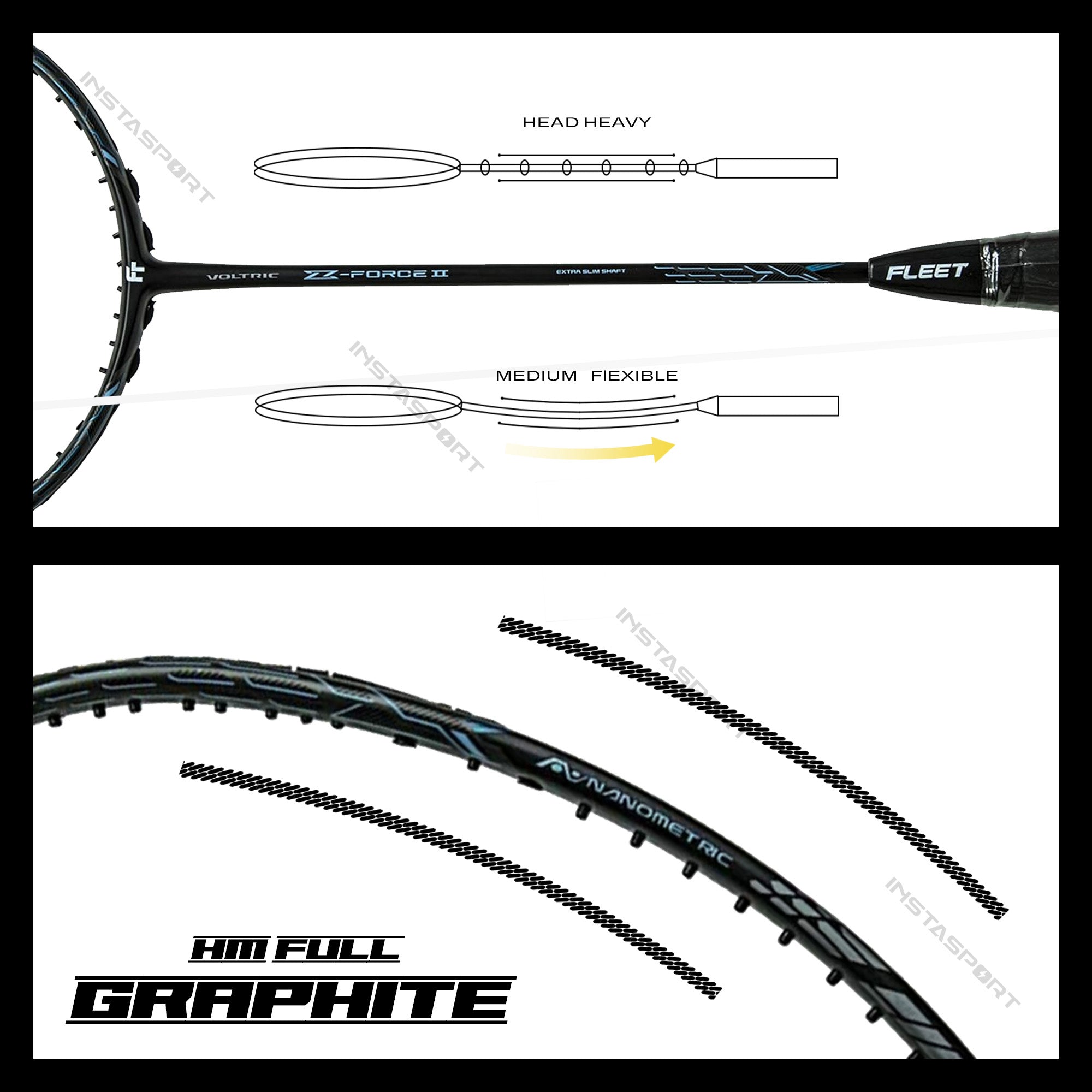 Fleet_Voltric_Z-Force_II_Unstrung_Badminton_Racket_Details_Instasport