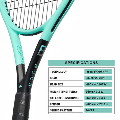 Head_IGBoomXceed_Tennis_Racquet_MintBlack_Specifications_Instasport