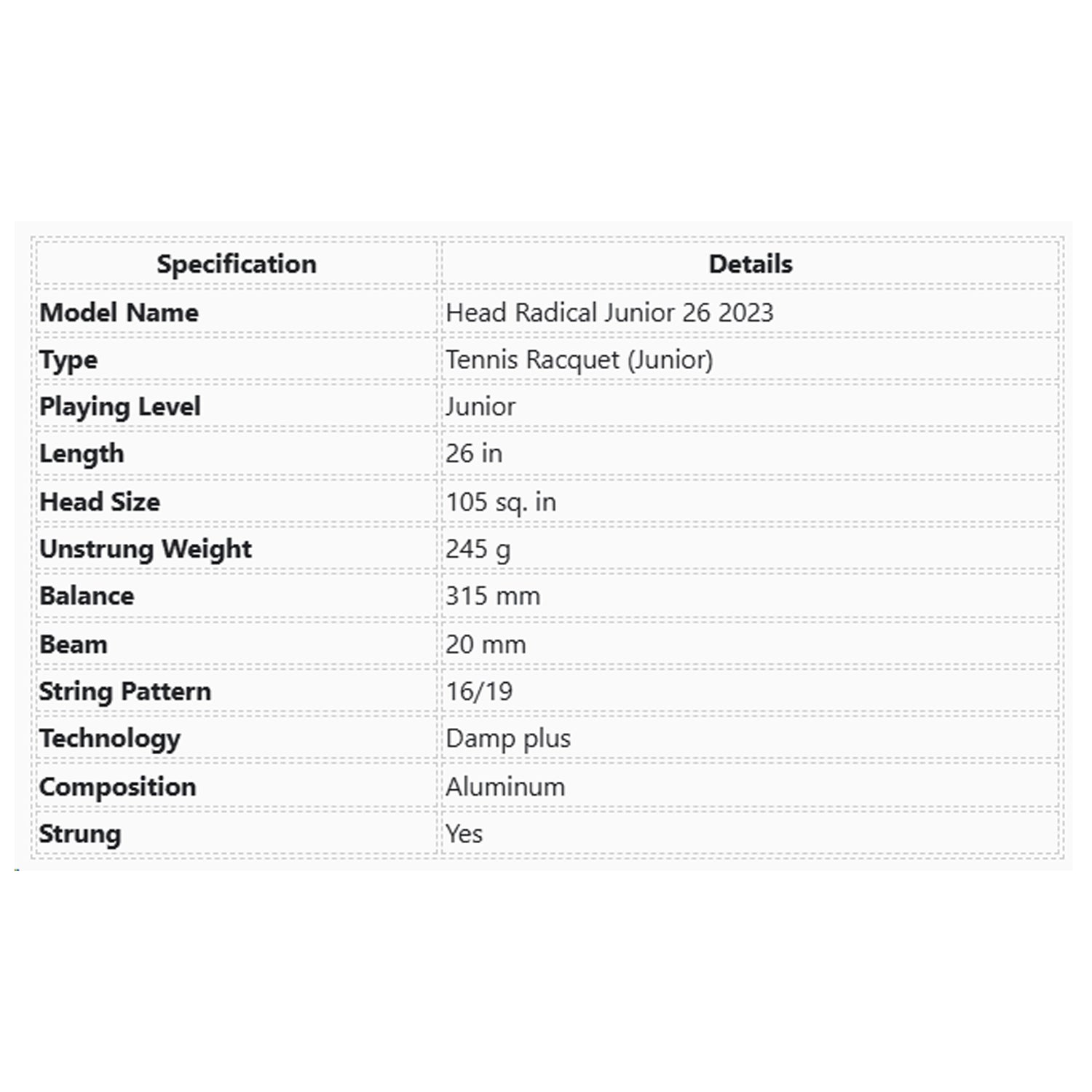 Head_Radical_Junior_26_2023_Tennis_Racquet_Spec_InstaSport