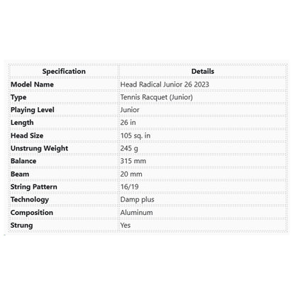 Head_Radical_Junior_26_2023_Tennis_Racquet_Spec_InstaSport