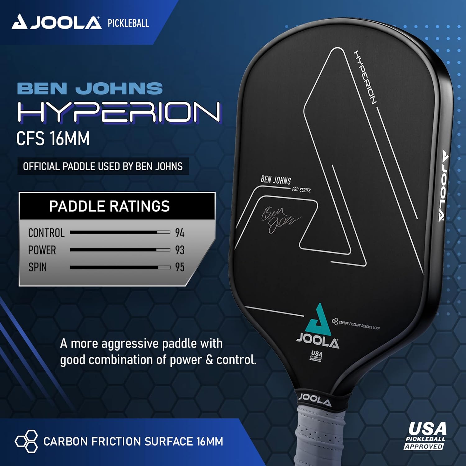Joola Ben Johns Hyperion CFS Pickleball Paddle - 16m