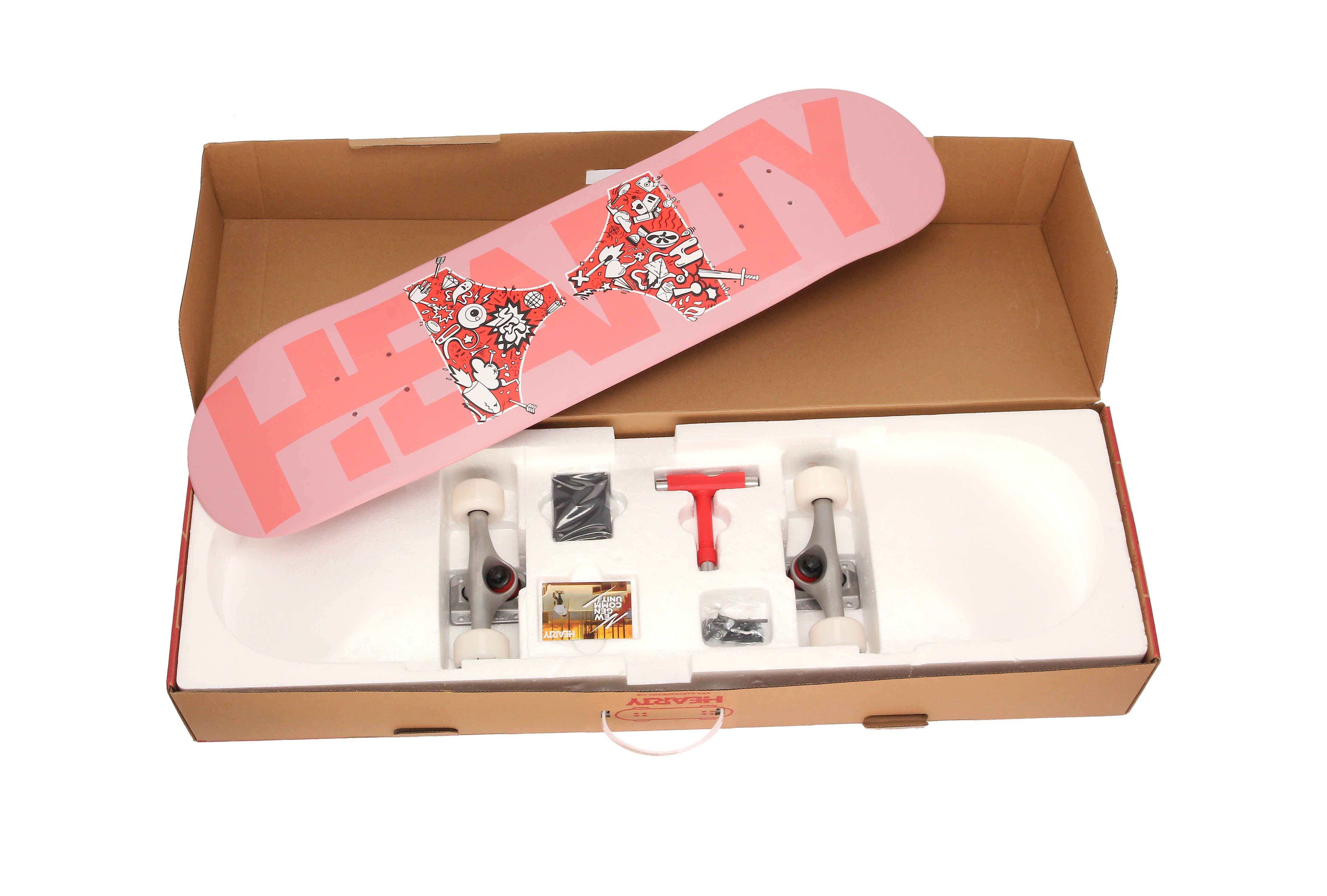 Hearty Pro-Complete Skateboard Pack- Unassembled- 8.0" & 8.25"-Soft Pink Dipped - InstaSport