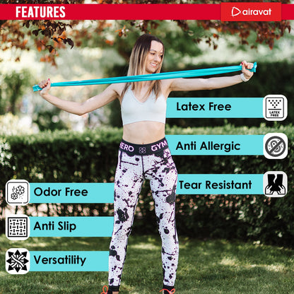 Latex free exercise band Features blue