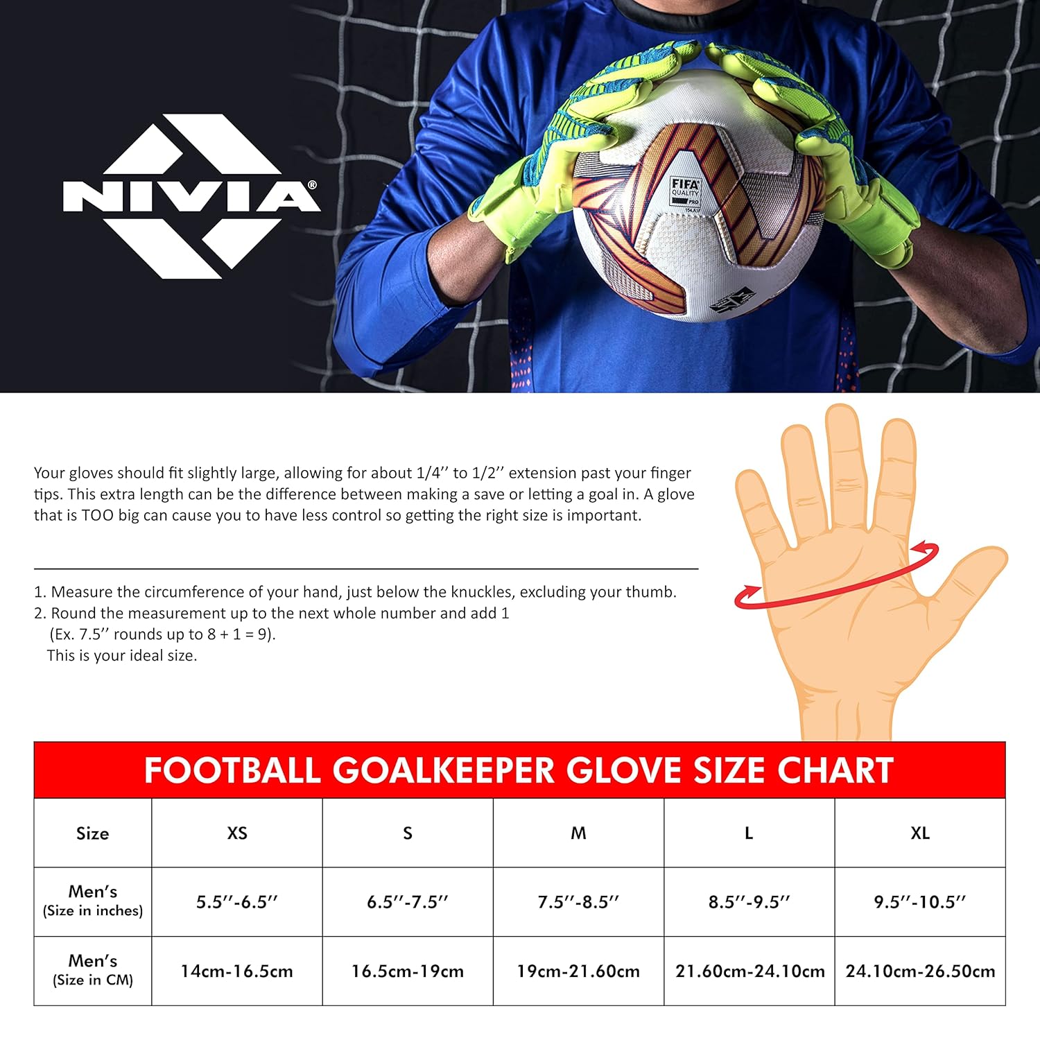 Nivia_Force_Fotball_GoalKeeper_Gloves_Blue_Black_Size_Guide_InstaSport